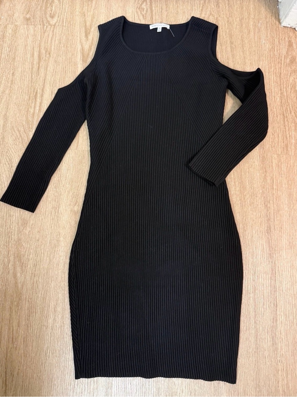 Brand New Rebecca Minkoff Black Ribbed Sweater Cold Shoulder Dress Size XS